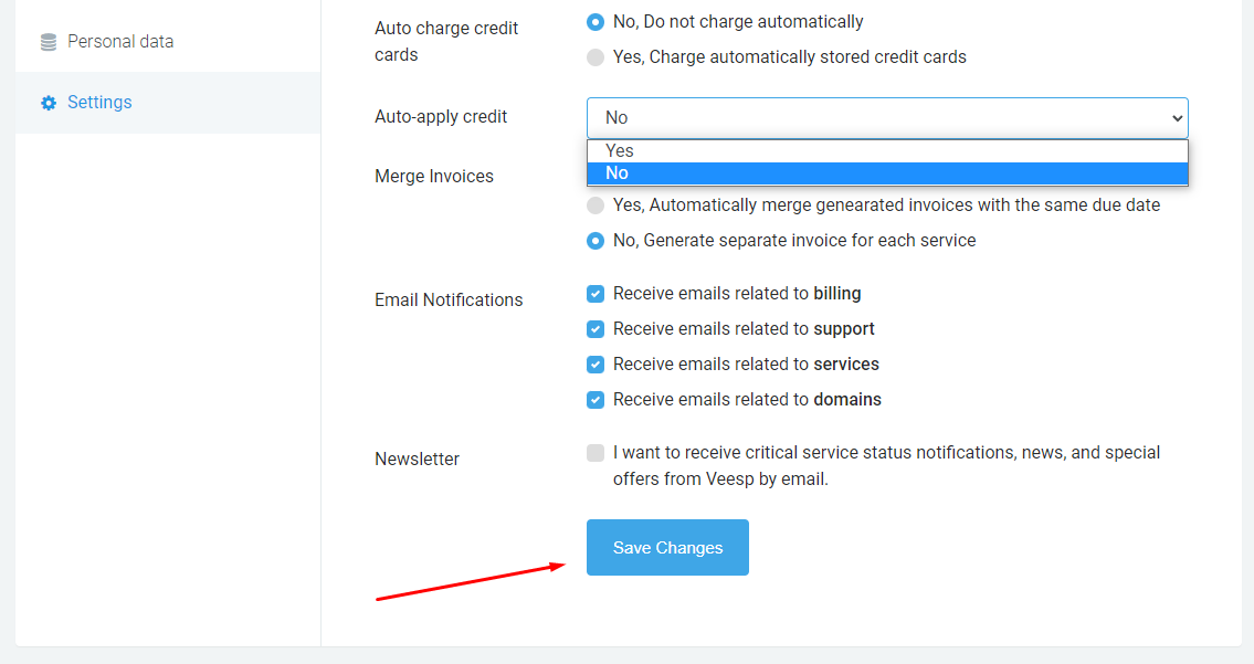 Auto-apply credit