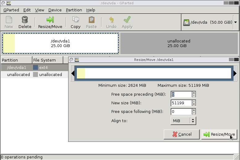 Change Disk size