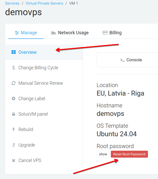 Reset Root Password